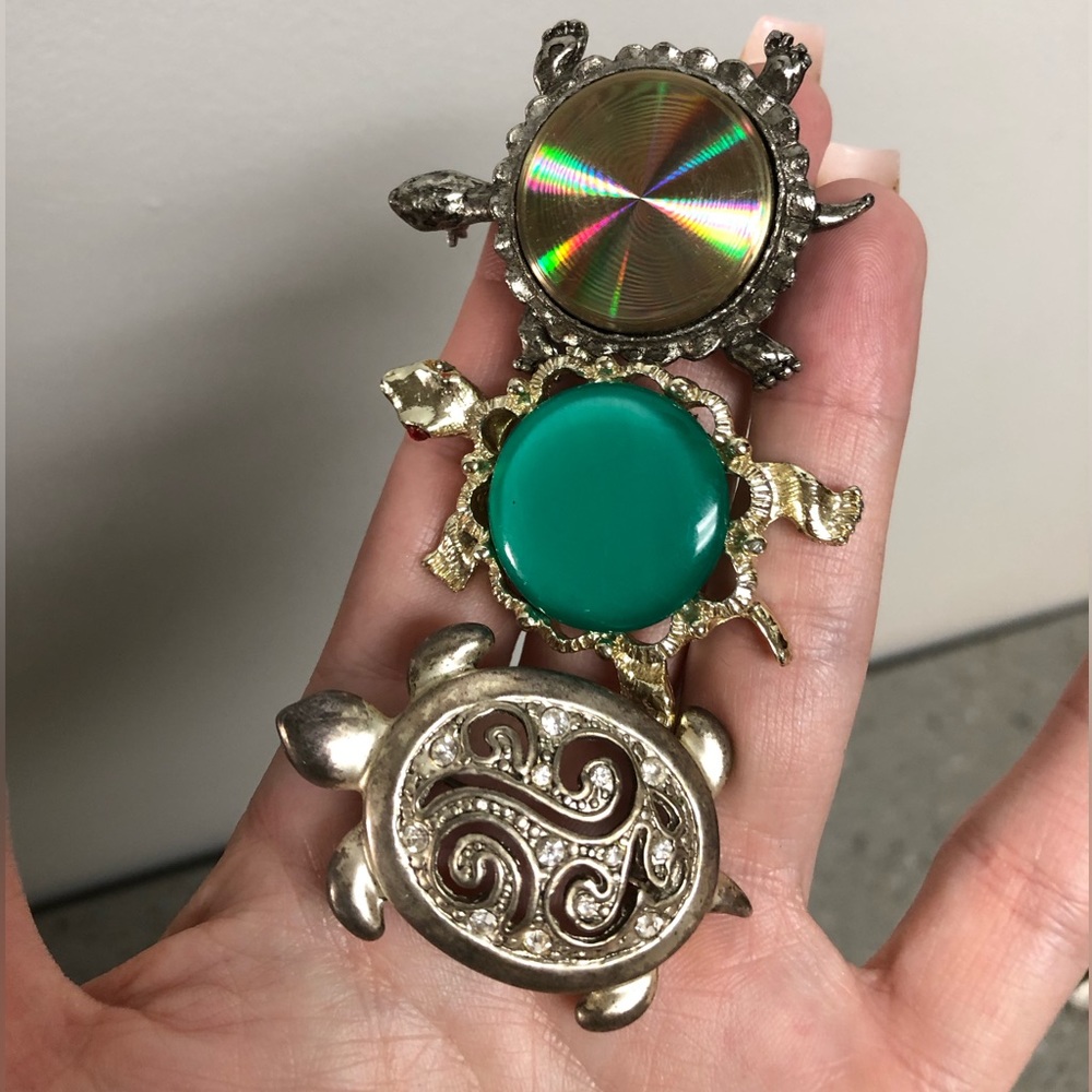 Set of 3 Vintage Turtle Brooches